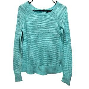 American Eagle Sweater Open Knit Long Sleeve Cotton Wool Blend Green Size Medium